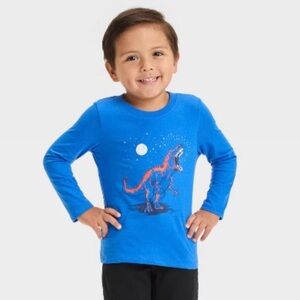 Cat & Jack Vibrant Blue Dinosaur Long Sleeve Tee